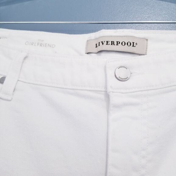 Liverpool The Girlfriend Luna White Mend Distressed Jeans High Rise Rolled Hem - Picture 3 of 13
